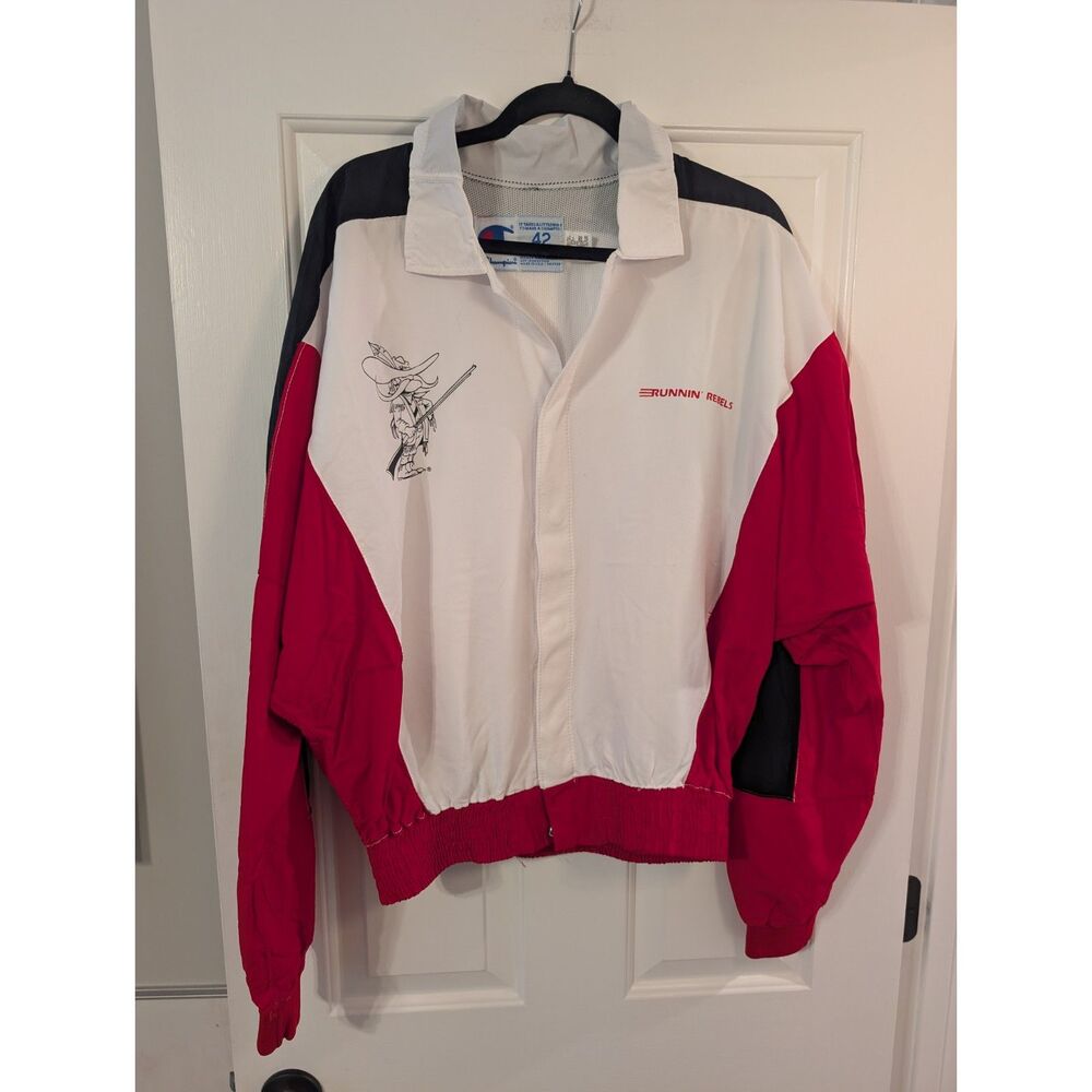 Vintage 90s Champion UNLV Runnin Rebels Warm Up Jacket Made in USA NWT Large
